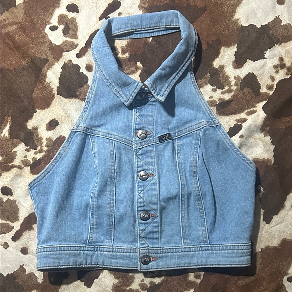 Lee Light Blue Denim Halter Crop Top